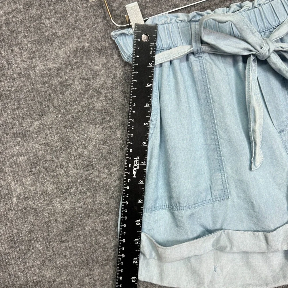 Aerie Shorts Womens Small Blue Chambray‎ Light Wash Belted Lightweight Jorts